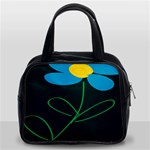 Whimsical Blue Flower Green Sexy Classic Handbags (2 Sides) Front