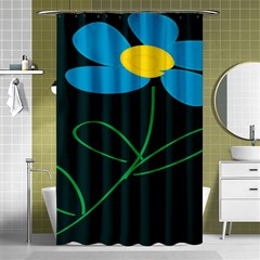 Whimsical Blue Flower Green Sexy Shower Curtain 48  X 72  (small)  by Mariart