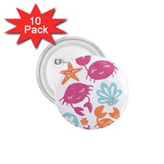 Animals Sea Flower Tropical Crab 1 75  Buttons (10 Pack)