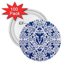 Birds Fish Flowers Floral Star Blue White Sexy Animals Beauty 2 25  Buttons (100 Pack) 