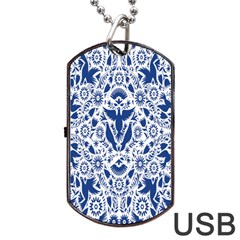 Birds Fish Flowers Floral Star Blue White Sexy Animals Beauty Dog Tag Usb Flash (two Sides) by Mariart