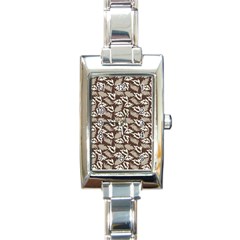 Dried Leaves Grey White Camuflage Summer Rectangle Italian Charm Watch by Mariart