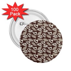 Dried Leaves Grey White Camuflage Summer 2 25  Buttons (100 Pack) 