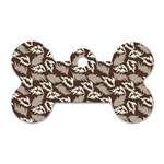 Dried Leaves Grey White Camuflage Summer Dog Tag Bone (One Side) Front