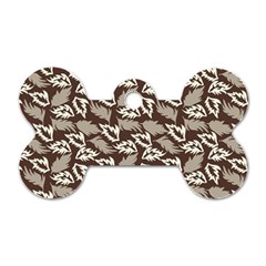 Dried Leaves Grey White Camuflage Summer Dog Tag Bone (two Sides) by Mariart