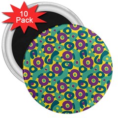 Discrete State Turing Pattern Polka Dots Green Purple Yellow Rainbow Sexy Beauty 3  Magnets (10 Pack)  by Mariart