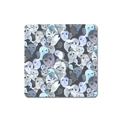 Ghosts Blue Sinister Helloween Face Mask Square Magnet by Mariart