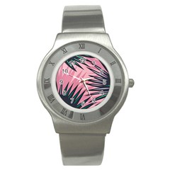 Graciela Detail Petticoat Palm Pink Green Stainless Steel Watch