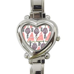 Grapes Watermelon Fruit Patterns Bouffants Broken Hearts Heart Italian Charm Watch by Mariart