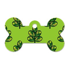 Seamless Background Green Leaves Black Outline Dog Tag Bone (one Side) by Mariart