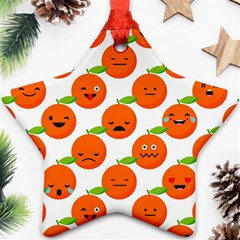 Seamless Background Orange Emotions Illustration Face Smile  Mask Fruits Star Ornament (two Sides) by Mariart