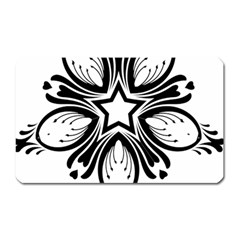 Star Sunflower Flower Floral Black Magnet (rectangular)