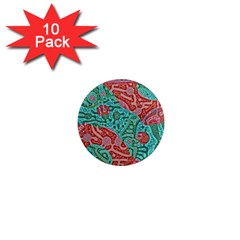 Recursive Coupled Turing Pattern Red Blue 1  Mini Magnet (10 Pack) 