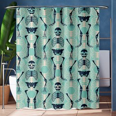 Skull Skeleton Repeat Pattern Subtle Rib Cages Bone Monster Halloween Shower Curtain 60  X 72  (medium) 