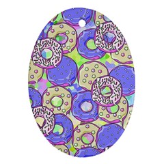 Donuts Pattern Oval Ornament (two Sides)