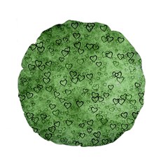 Heart Pattern Standard 15  Premium Flano Round Cushions by ValentinaDesign