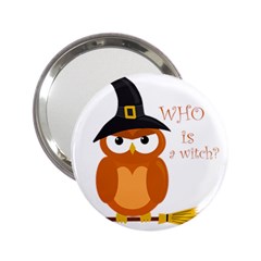 Halloween Orange Witch Owl 2 25  Handbag Mirrors by Valentinaart