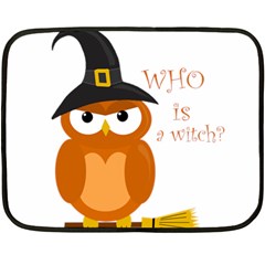 Halloween Orange Witch Owl Double Sided Fleece Blanket (mini)  by Valentinaart