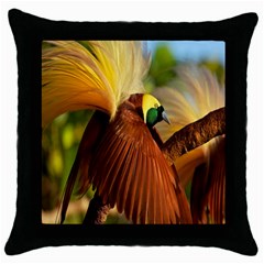 Birds Paradise Cendrawasih Throw Pillow Case (black)