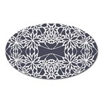 Blue White Lace Flower Floral Star Oval Magnet Front