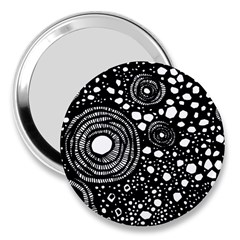 Circle Polka Dots Black White 3  Handbag Mirrors