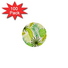 Amazon Forest Natural Green Yellow Leaf 1  Mini Buttons (100 Pack)  by Mariart