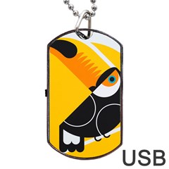 Cute Toucan Bird Cartoon Yellow Black Dog Tag Usb Flash (two Sides) by Mariart