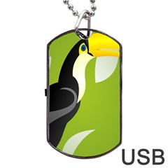 Cute Toucan Bird Cartoon Fly Yellow Green Black Animals Dog Tag Usb Flash (two Sides) by Mariart