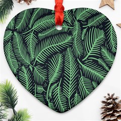 Coconut Leaves Summer Green Ornament (heart)