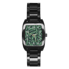 Coconut Leaves Summer Green Stainless Steel Barrel Watch by Mariart