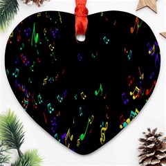 Colorful Music Notes Rainbow Ornament (heart)