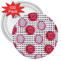 Fruit Patterns Bouffants Broken Hearts Dragon Polka Dots Red Black 3  Buttons (100 Pack)  by Mariart