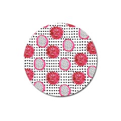 Fruit Patterns Bouffants Broken Hearts Dragon Polka Dots Red Black Magnet 3  (round) by Mariart