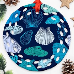 Mega Menu Seashells Ornament (round Filigree) by Mariart