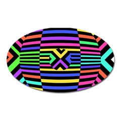 Optical Illusion Line Wave Chevron Rainbow Colorfull Oval Magnet by Mariart