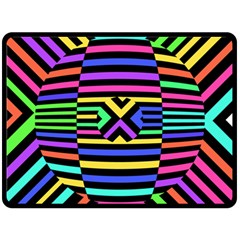 Optical Illusion Line Wave Chevron Rainbow Colorfull Fleece Blanket (large)  by Mariart