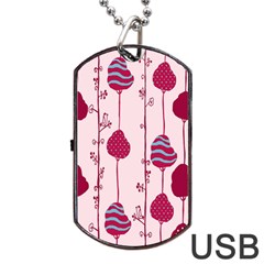 Original Tree Bird Leaf Flower Floral Pink Wave Chevron Blue Polka Dots Dog Tag Usb Flash (two Sides) by Mariart