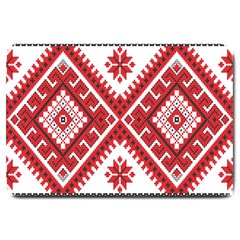 Model Traditional Draperie Line Red White Triangle Large Doormat  by Mariart