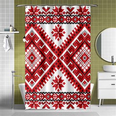 Model Traditional Draperie Line Red White Triangle Shower Curtain 48  X 72  (small)  by Mariart