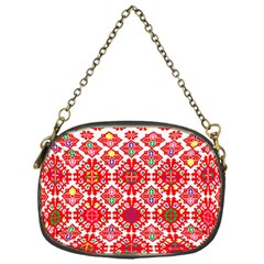 Plaid Red Star Flower Floral Fabric Chain Purses (one Side)  by Mariart