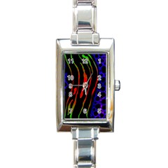 Frog Spectrum Polka Line Wave Rainbow Rectangle Italian Charm Watch