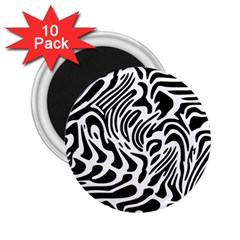 Psychedelic Zebra Black White Line 2 25  Magnets (10 Pack) 