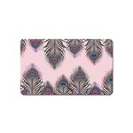 Peacock Feather Pattern Pink Love Heart Magnet (Name Card) Front