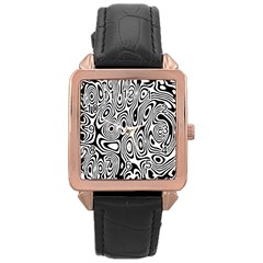 Psychedelic Zebra Black White Rose Gold Leather Watch  by Mariart