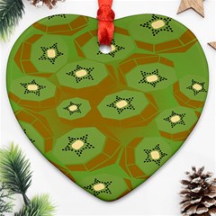 Relativity Pattern Moon Star Polka Dots Green Space Heart Ornament (two Sides)