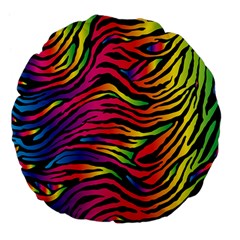 Rainbow Zebra Large 18  Premium Flano Round Cushions by Mariart