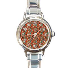 Surface Patterns Bright Flower Floral Sunflower Round Italian Charm Watch by Mariart