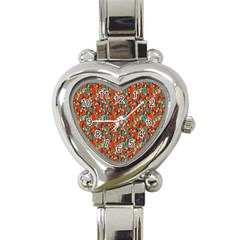 Surface Patterns Bright Flower Floral Sunflower Heart Italian Charm Watch by Mariart