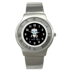 Cute Robot Stainless Steel Watch by Valentinaart