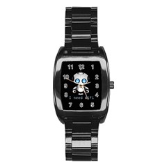 Cute Robot Stainless Steel Barrel Watch by Valentinaart